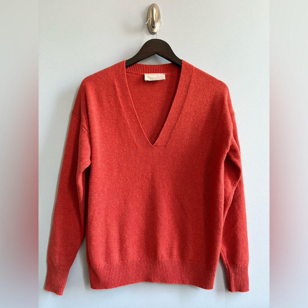 Everlane Oversized V-Neck 100% Cashmere Sweater Long Sleeves Heather Rust S